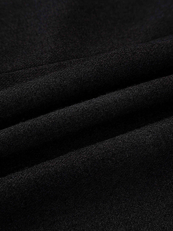 Basic Wool Blend Slip Dress-Black