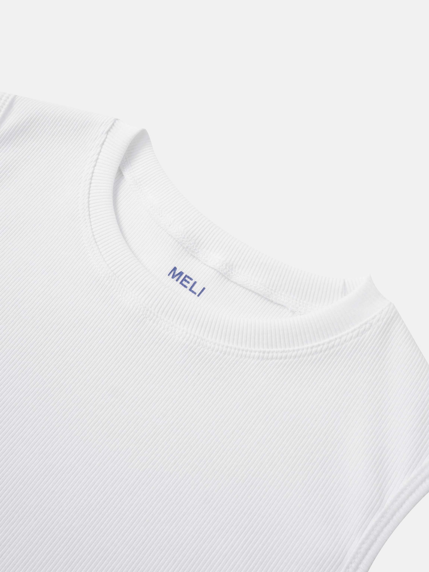 RIBBED CREW SLEEVELESS SHELL-WHITE
