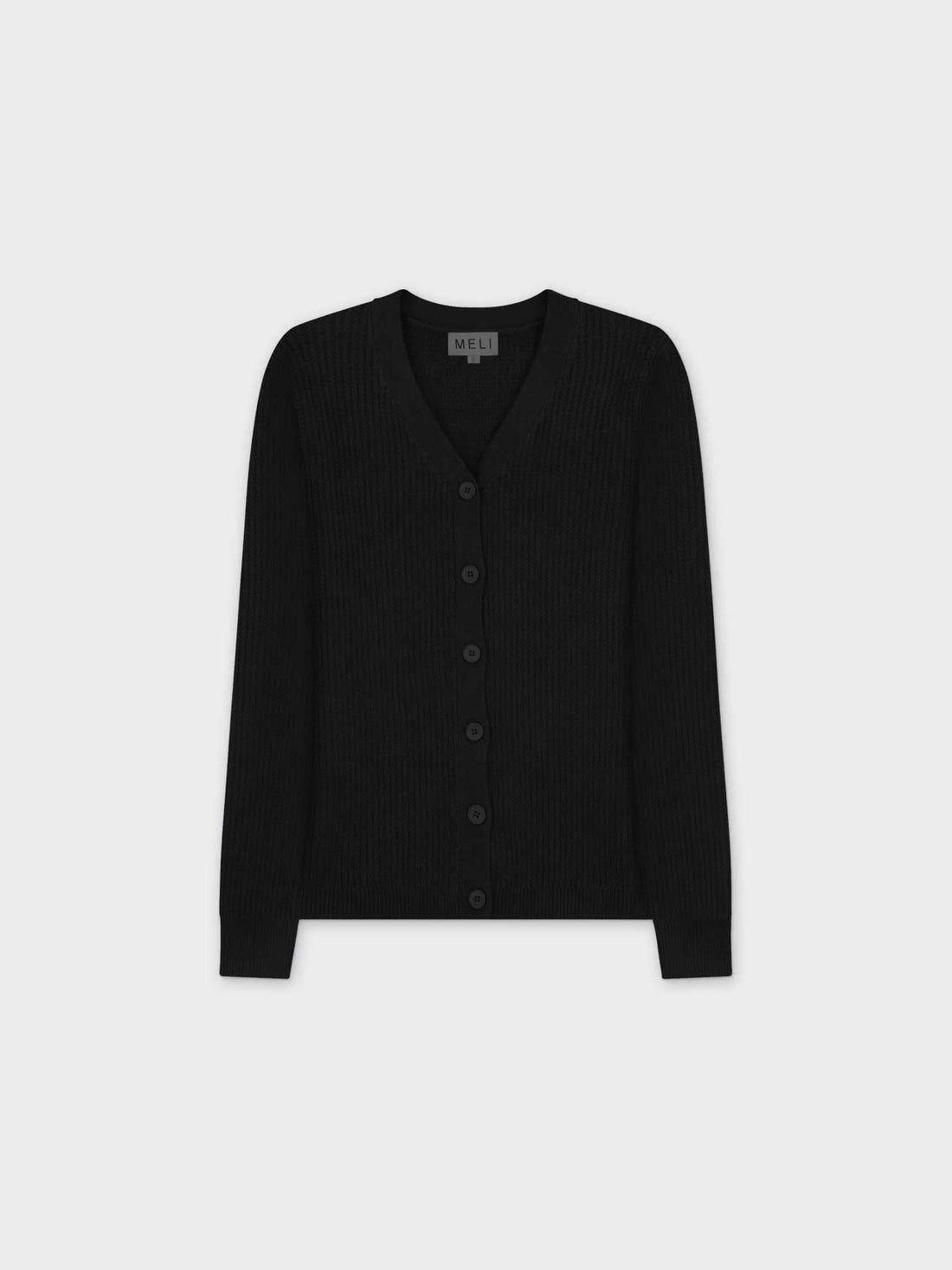 WAFFLE CLASSIC CARDIGAN-BLACK HEATHER