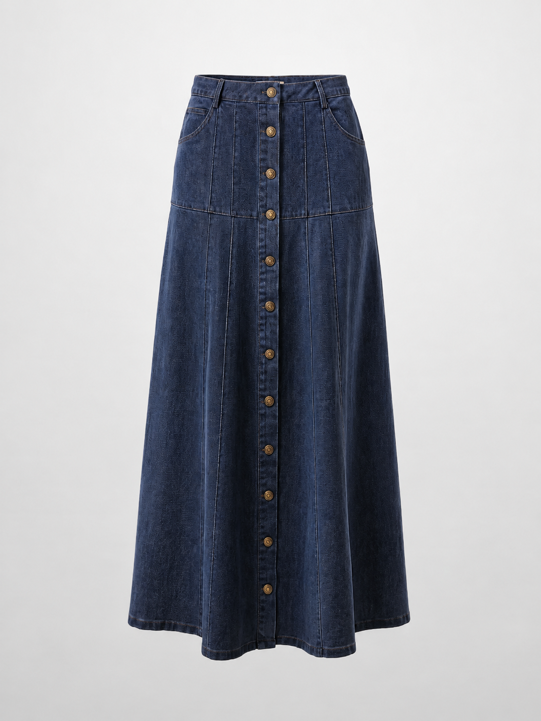 Drop Waist Denim Skirt-Blue