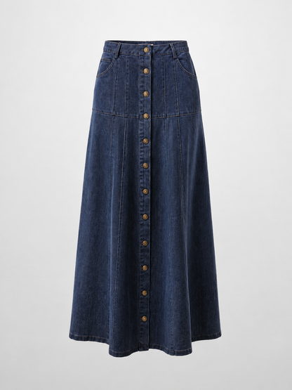 Drop Waist Denim Skirt-Blue