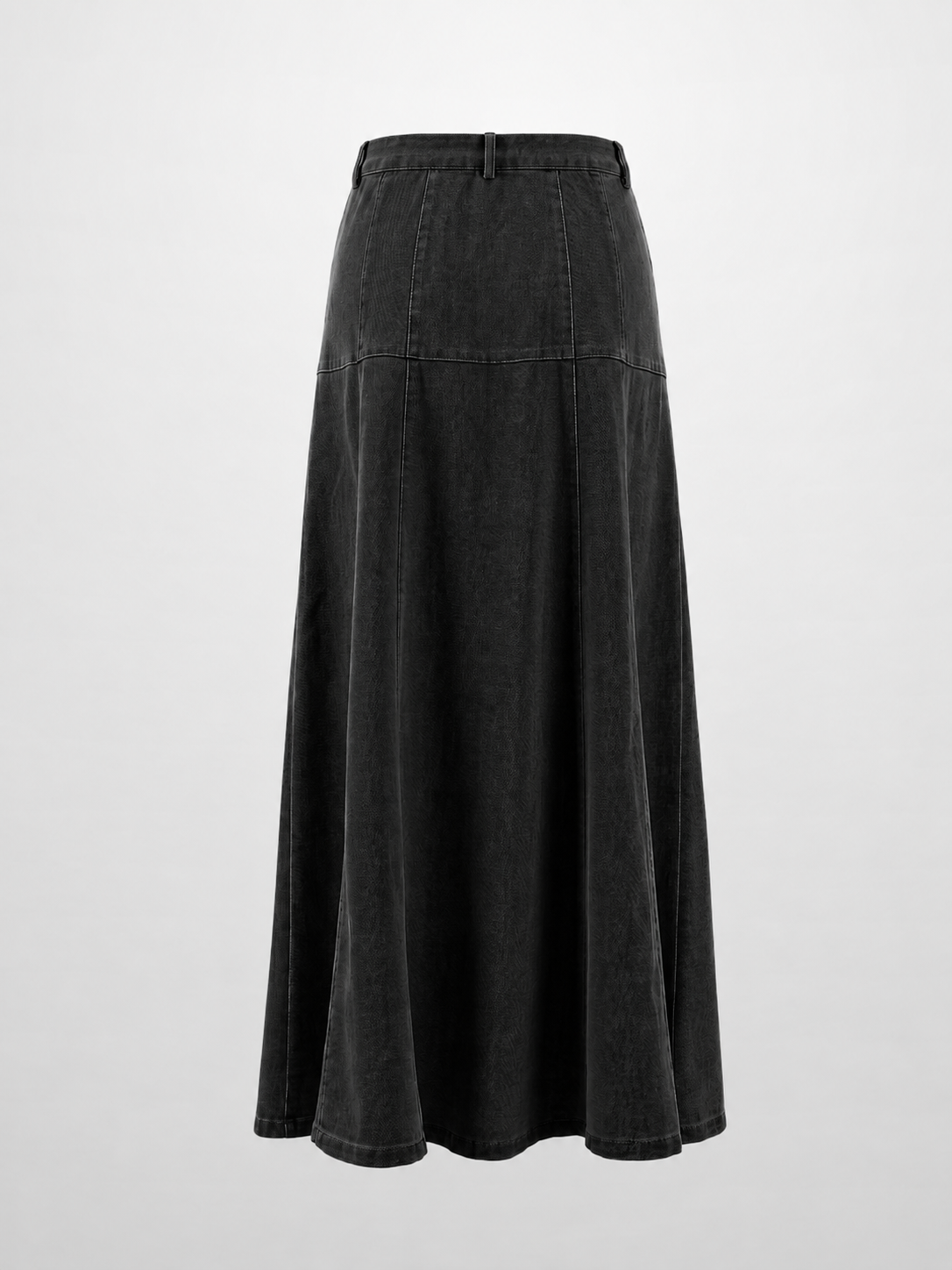 Drop Waist Denim Skirt-Black