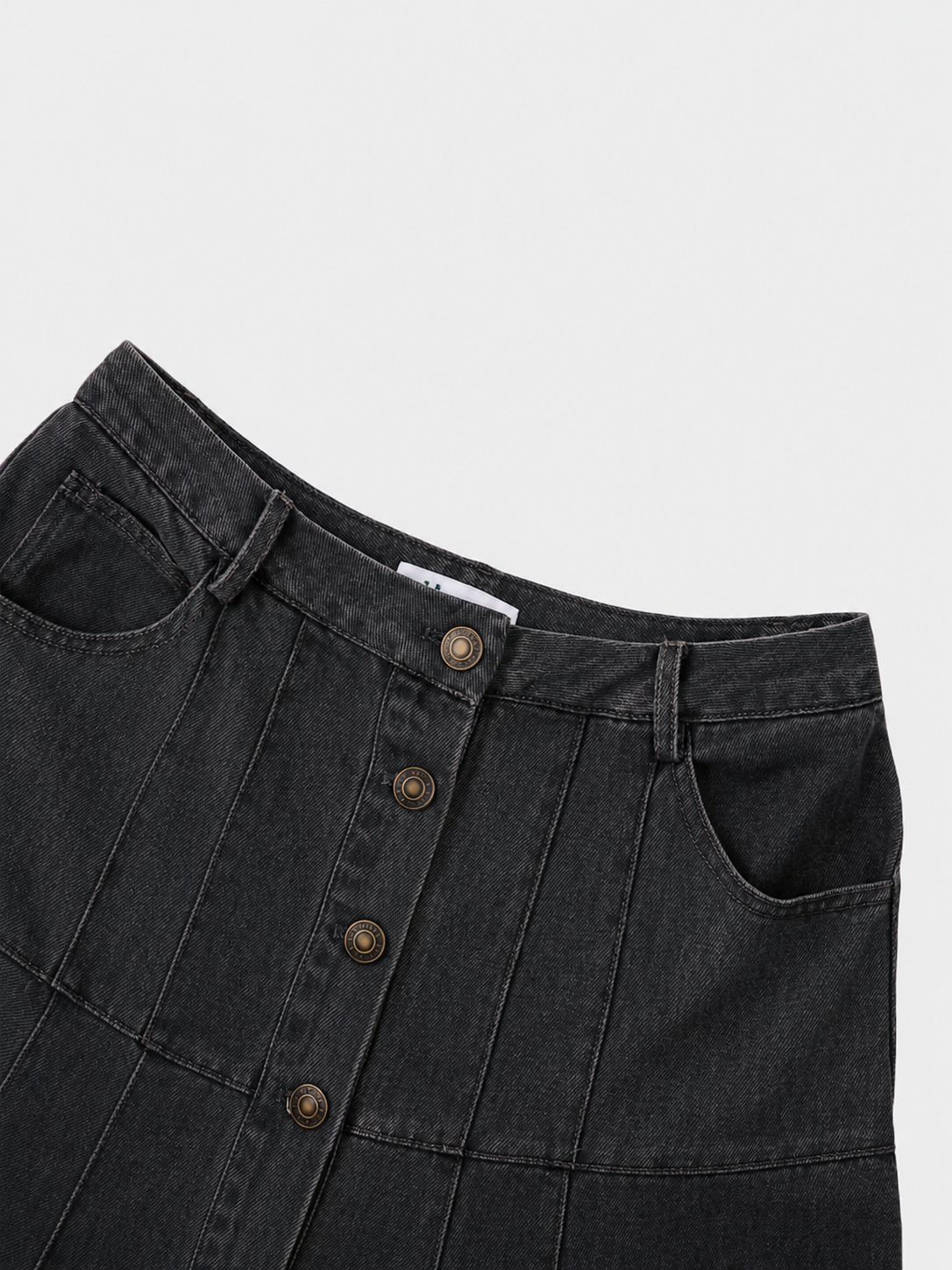 Drop Waist Denim Skirt-Black