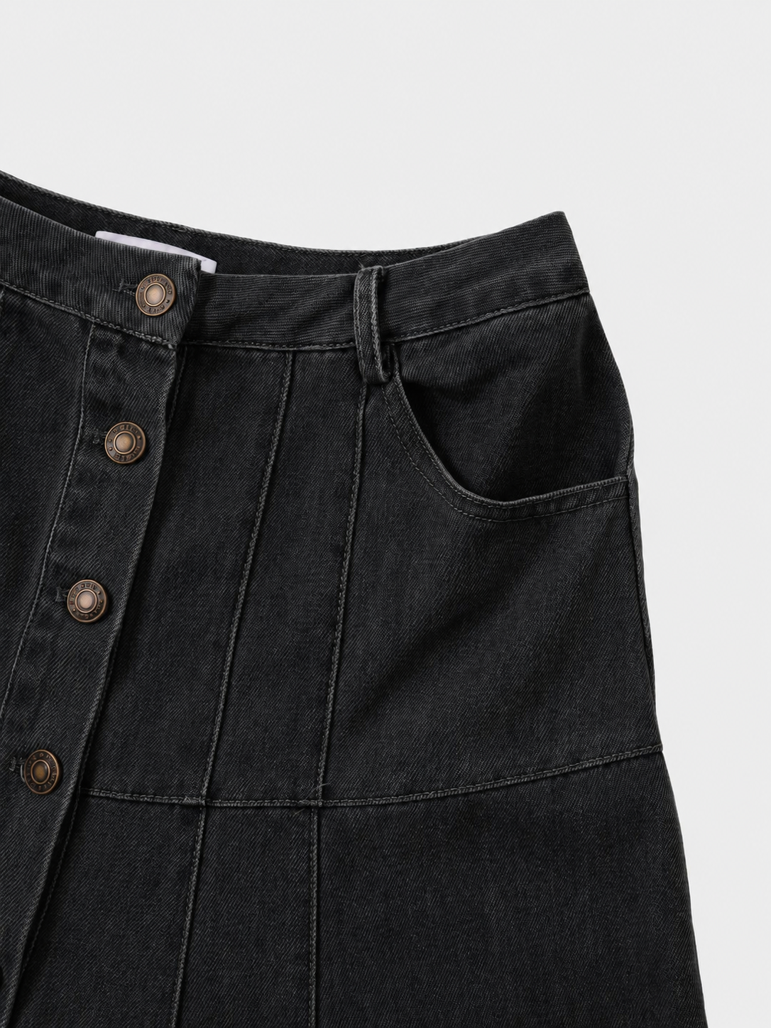 Drop Waist Denim Skirt-Black