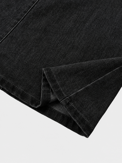 Drop Waist Denim Skirt-Black