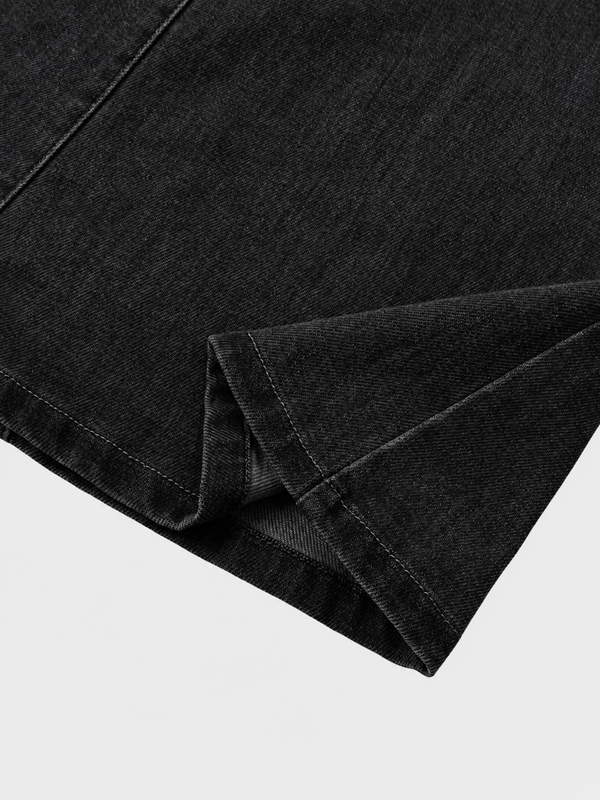 Drop Waist Denim Skirt-Black