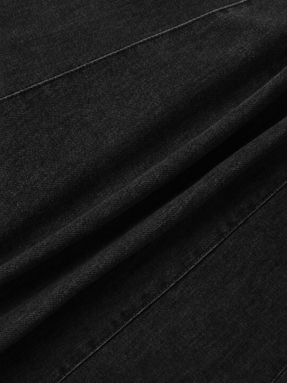 Drop Waist Denim Skirt-Black