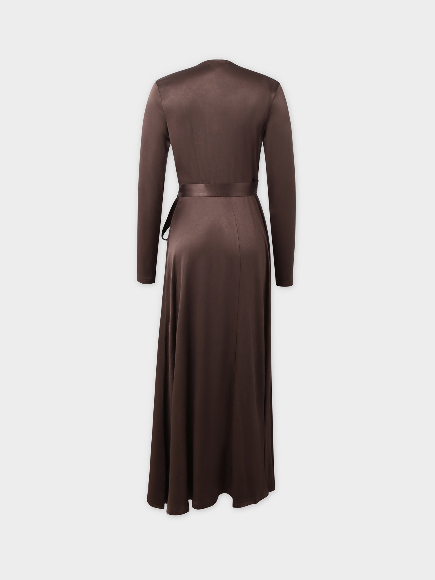 Textured Satin Wrap Dress-Bronze