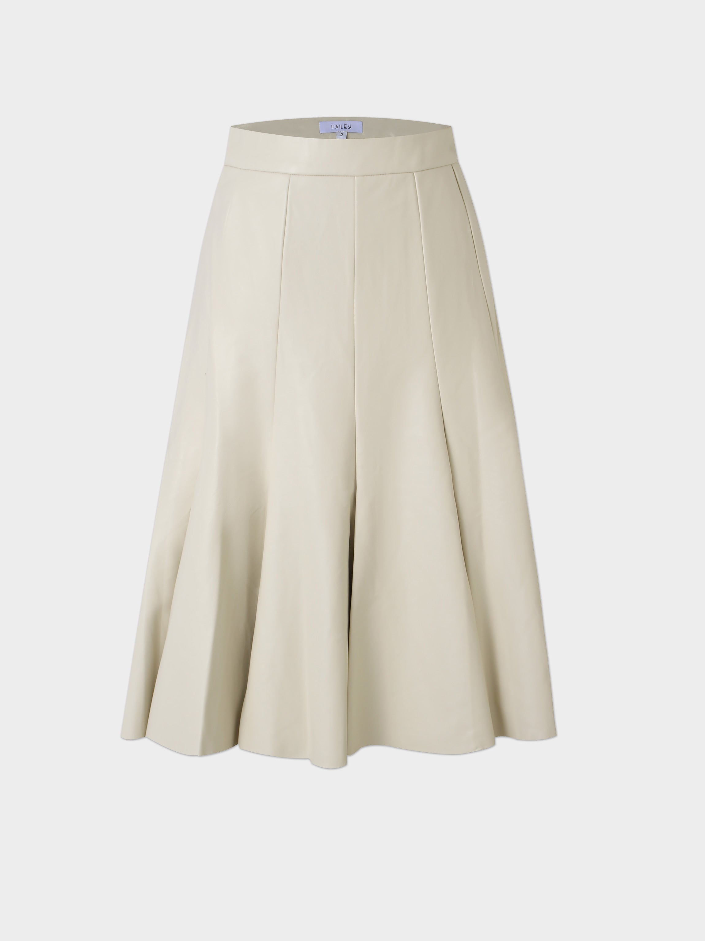 Flare Leather Skirt 25.5&quot;-Ivory