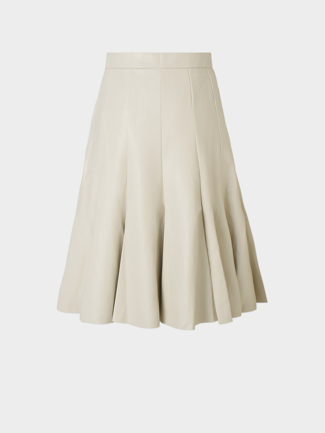 Flare Leather Skirt 23.5&quot;-Ivory