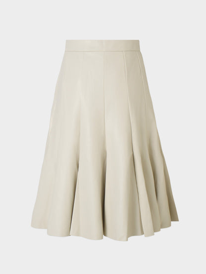 Flare Leather Skirt 27"-Ivory