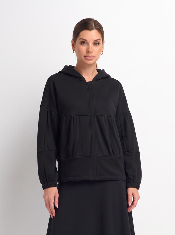 Bubble Sweatshirt Jacket-Black
