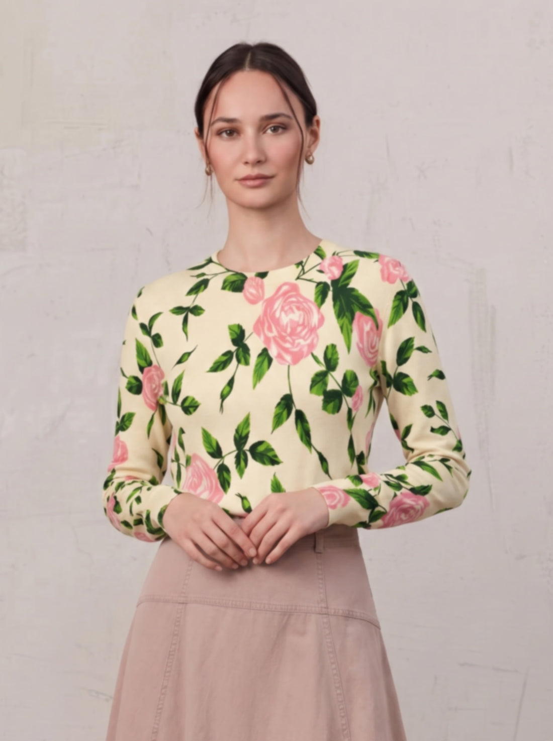 Printed Sweater-Cream Pop Floral