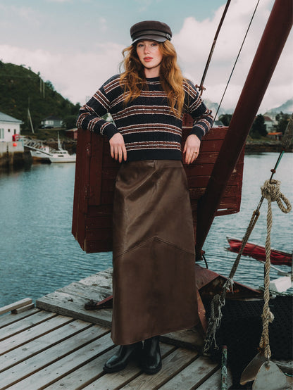 Cable Striped Sweater - Navy