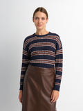 Cable Striped Sweater - Navy