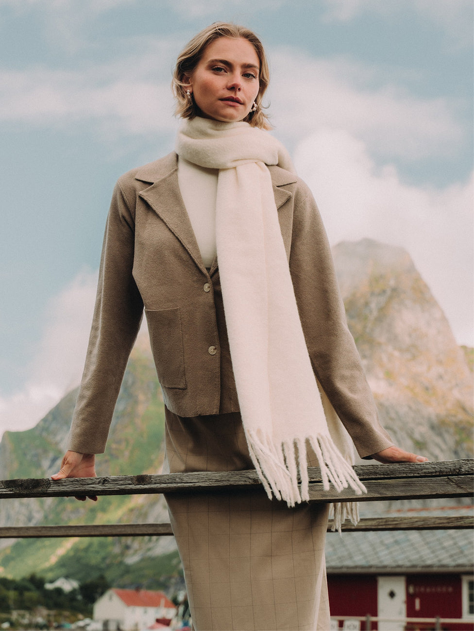 Knit Boxy Blazer - Camel
