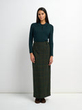 Straight Maxi Skirt - Green Plaid