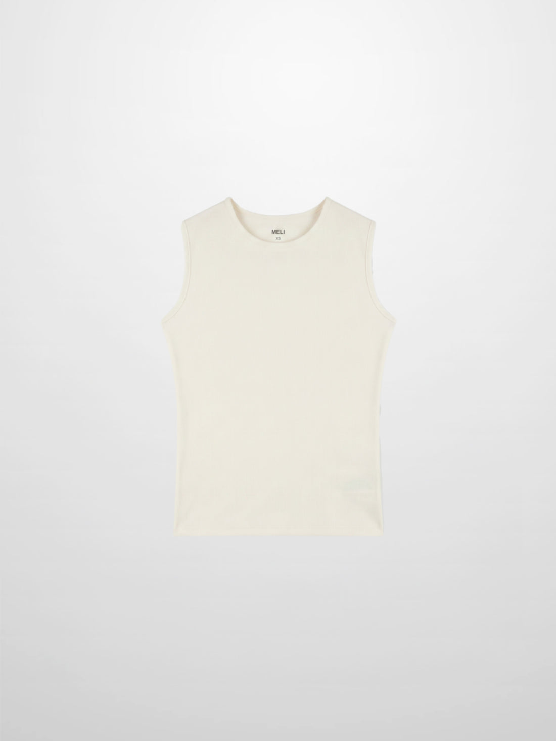 RIBBED CREW SLEEVELESS SHELL-CREAM