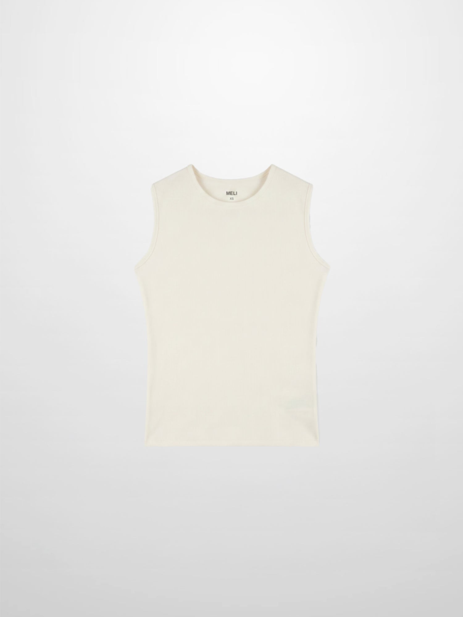 RIBBED CREW SLEEVELESS SHELL-CREAM
