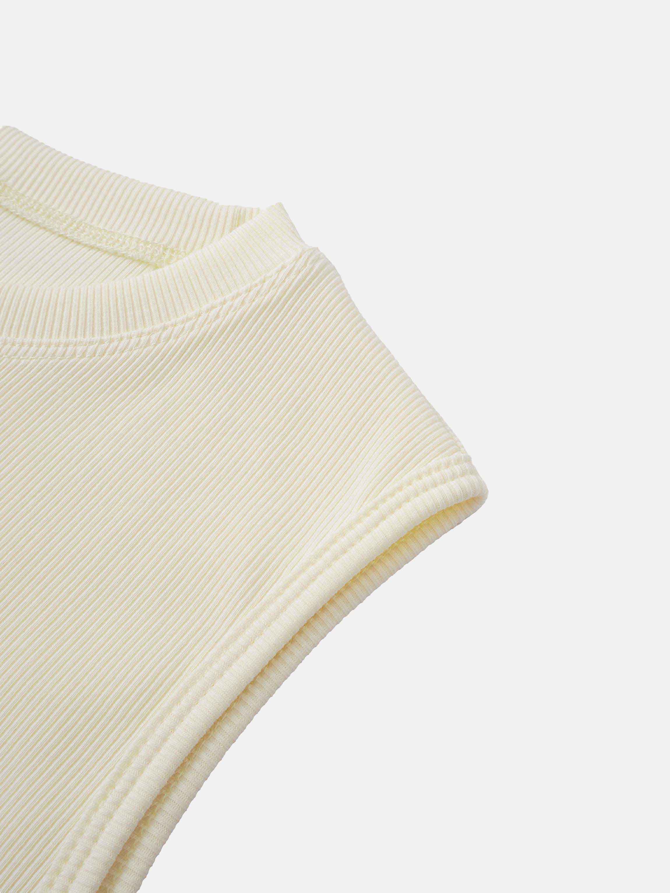 RIBBED CREW SLEEVELESS SHELL-CREAM