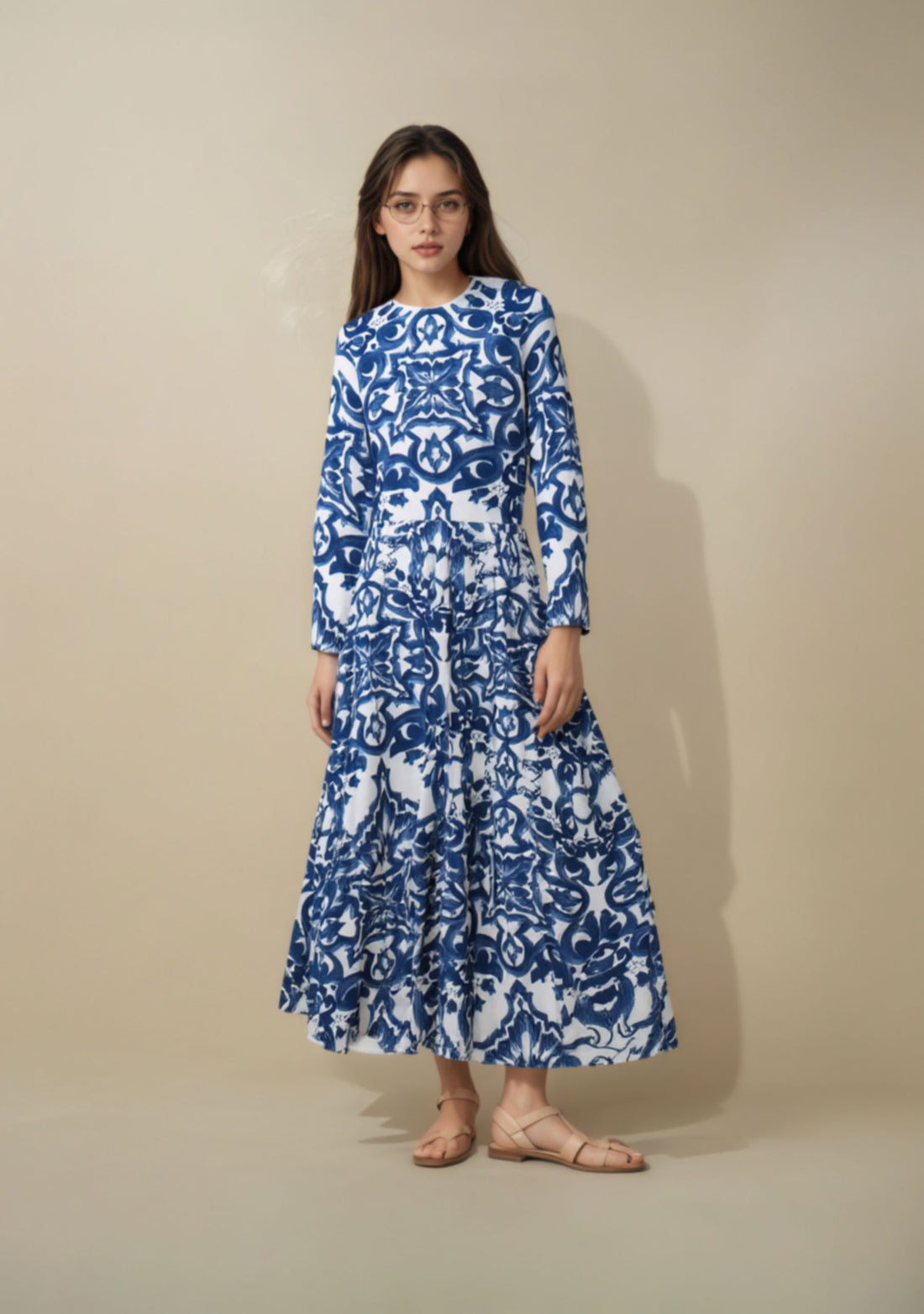 Printed Sweater-Blue Picasso