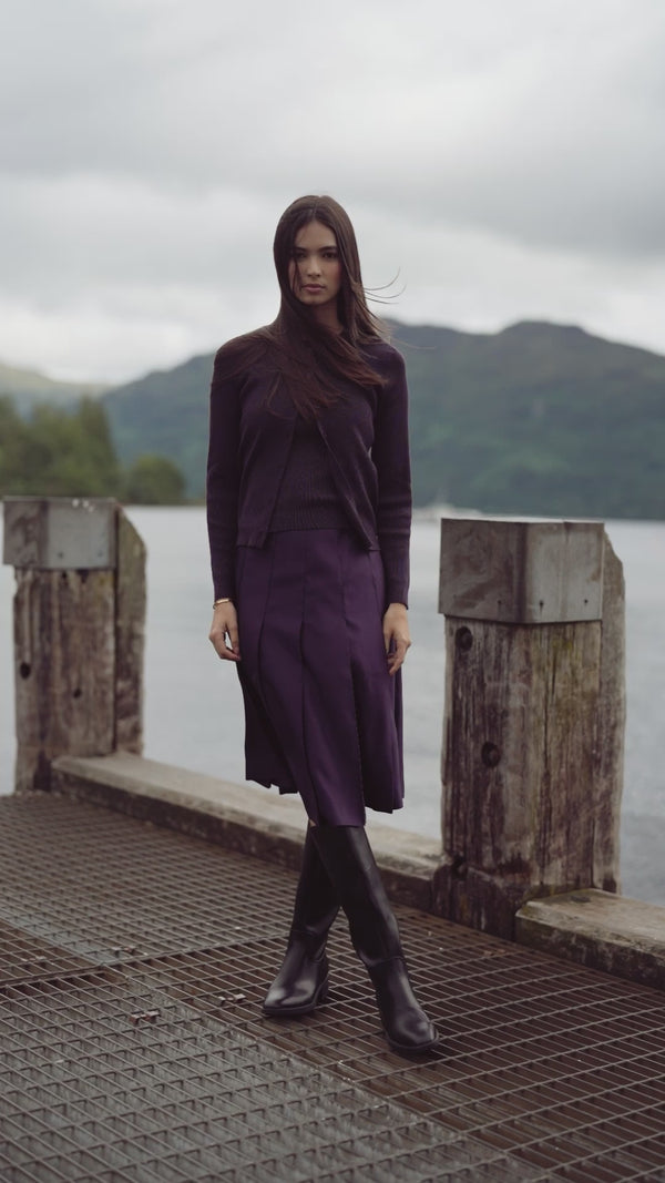 Lux Satin Pleated Skirt 26"-Wine