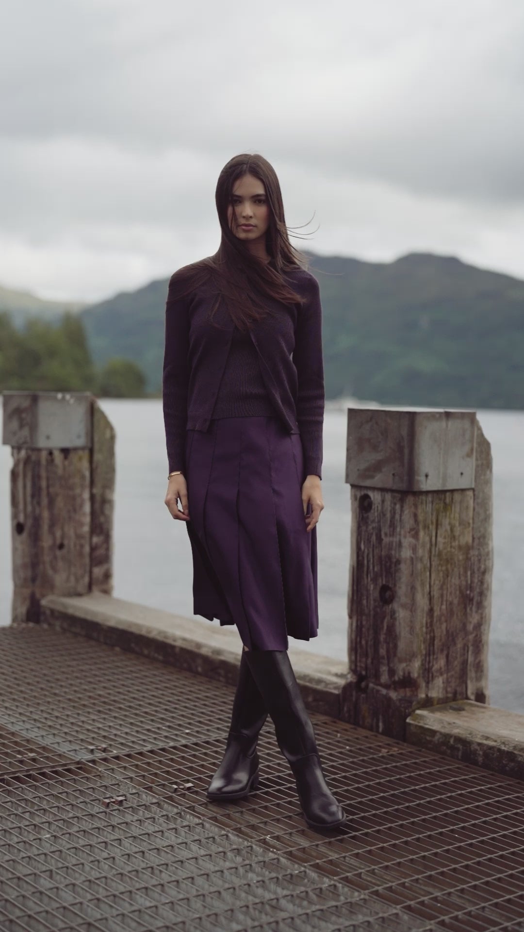 Lurex Ribbed Sweater-Purple