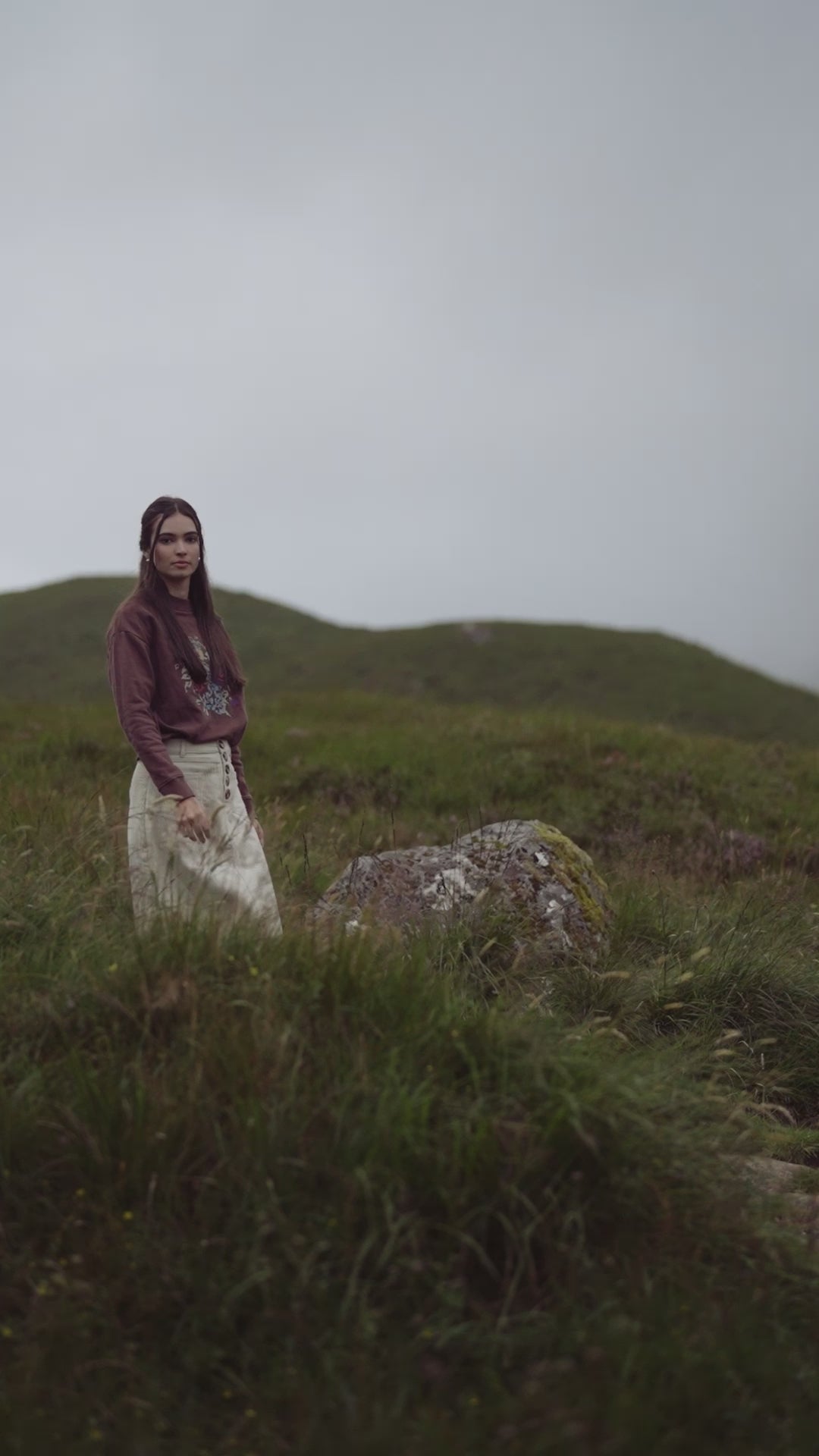 Cross Stitch Floral Sweatshirt-Brown