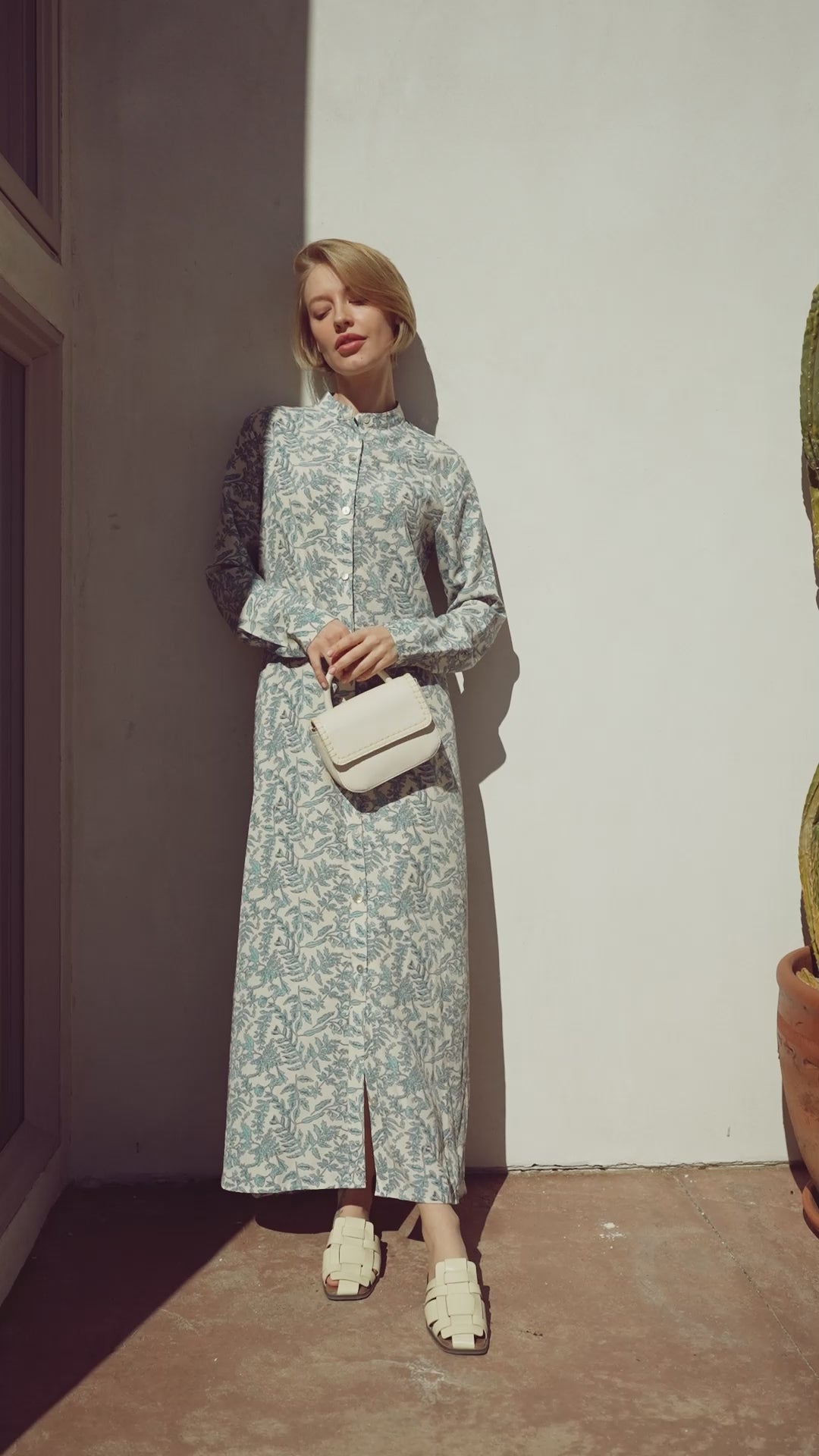 LONG SHIRTDRESS-LIGHT BLUE FLORAL