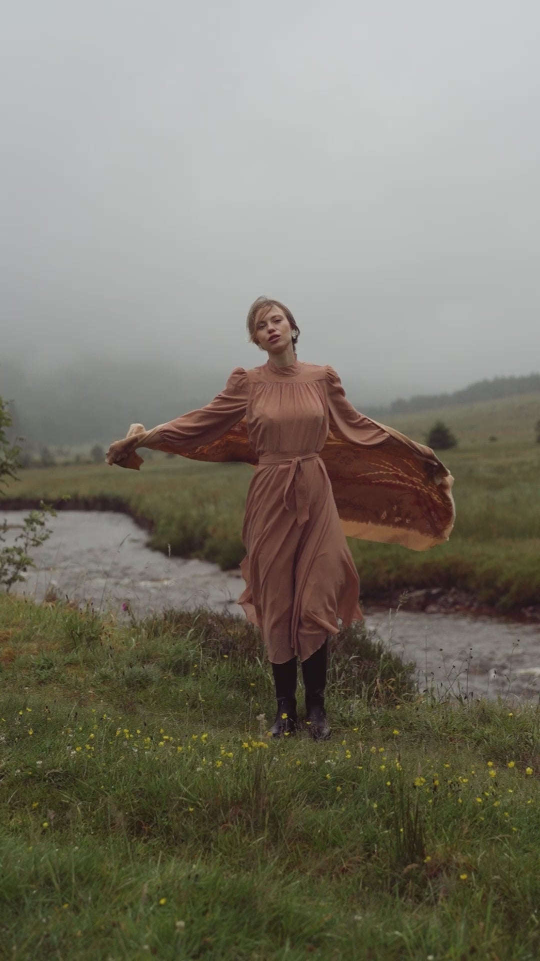 Asymmetrical Bottom Belted Dress-Mocha