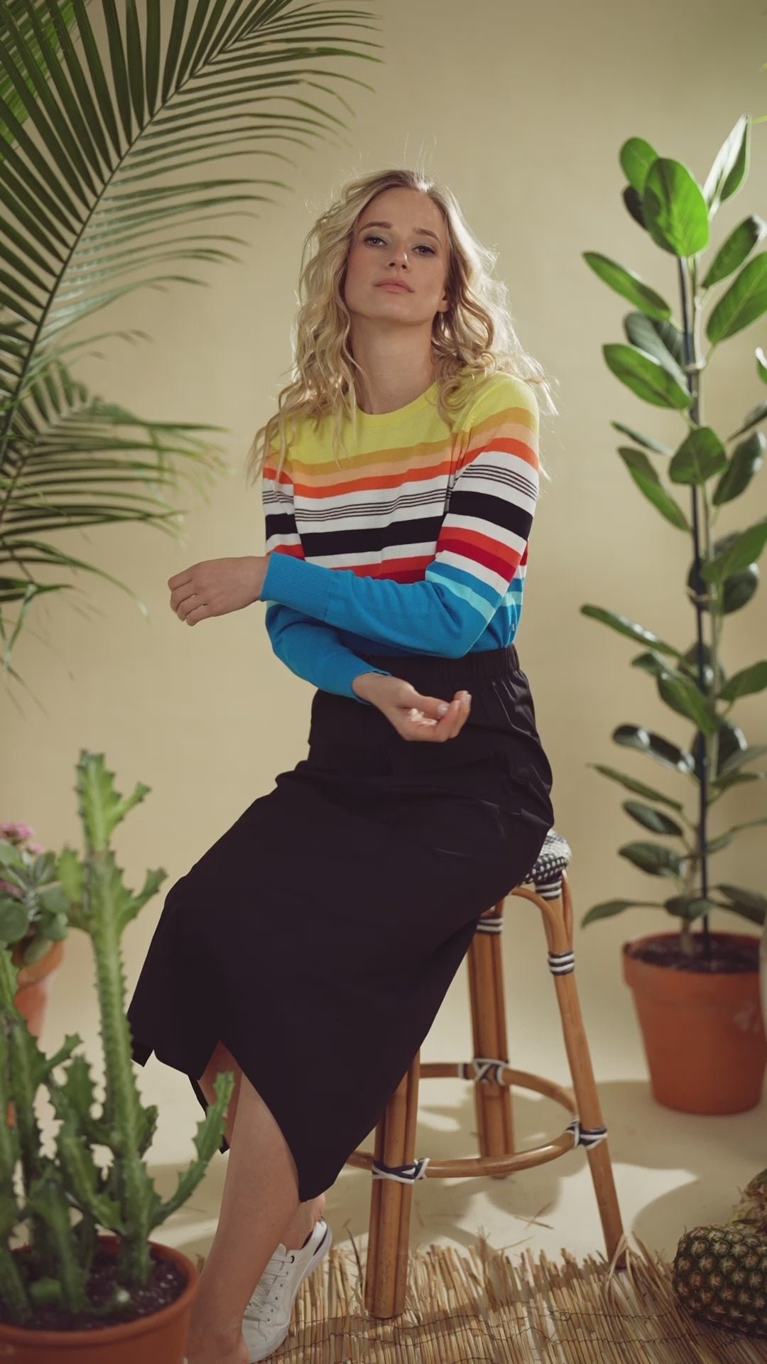 Printed Sweater-Bright Stripes