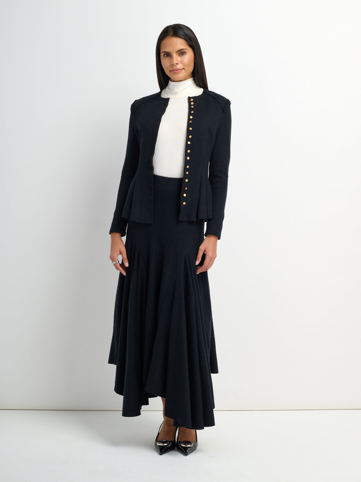 Midi Flare Skirt - Black