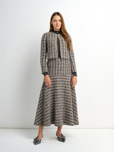 Boucle Yoke Circle Skirt - Grey