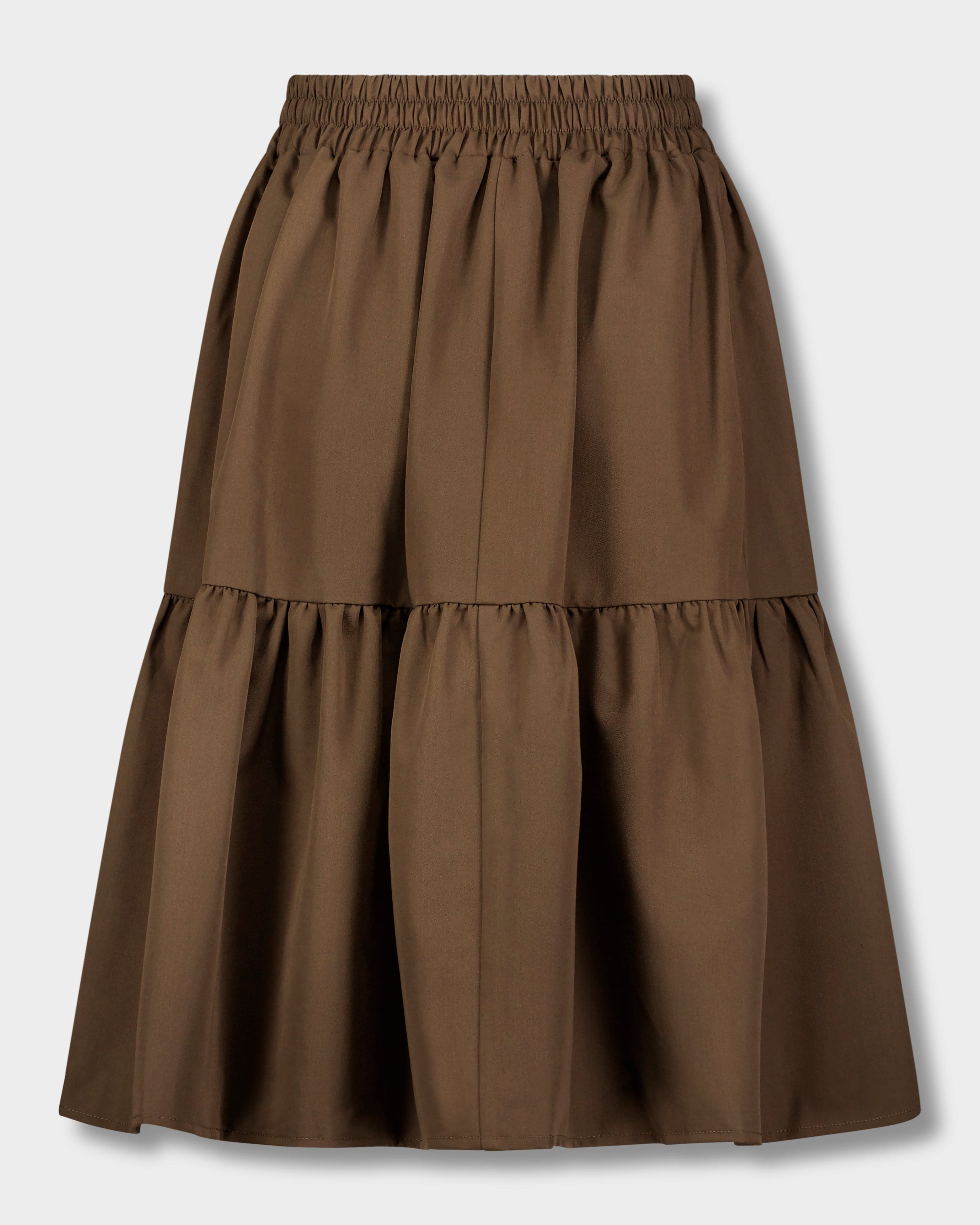 CIRCLE RUFFLE SKIRT-BROWN