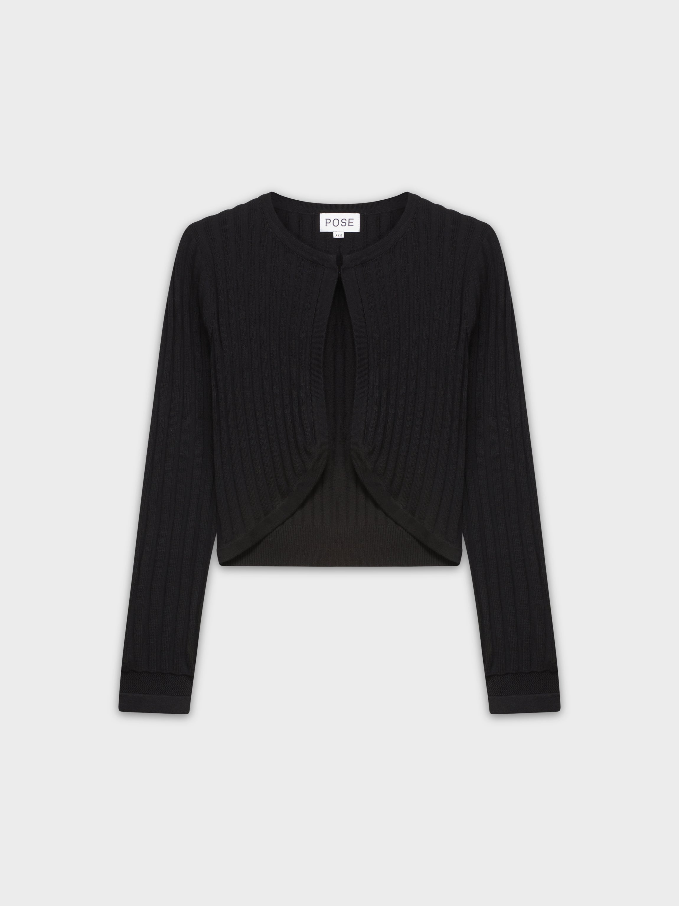 RIBBED SHRUG-BLACK