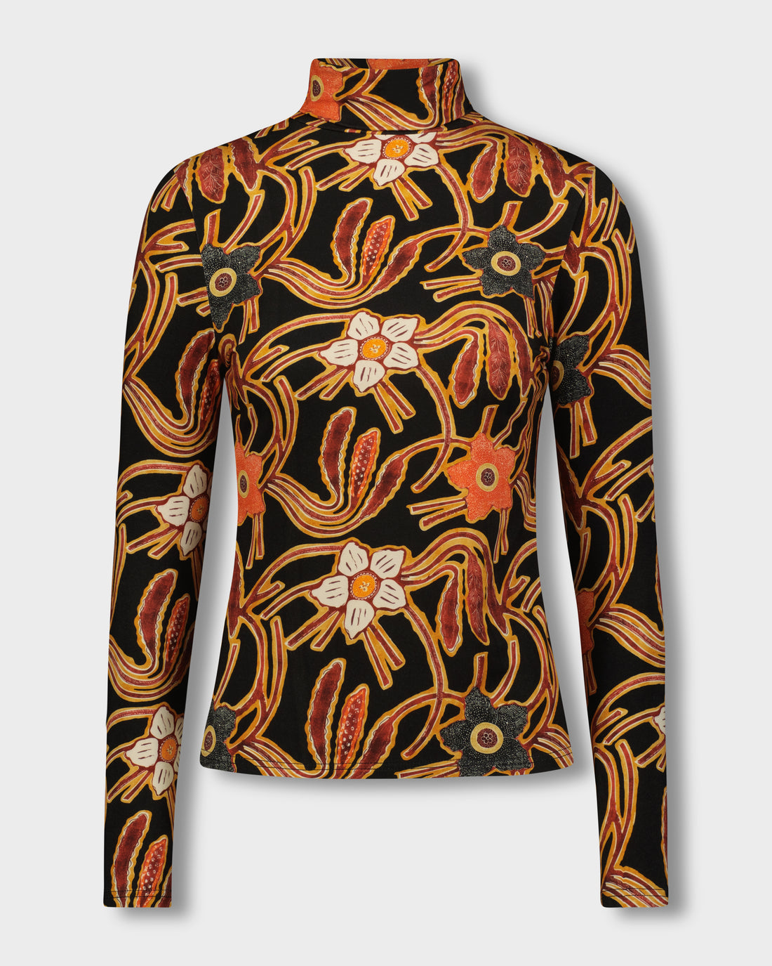 CUELLO ALTO ESTAMPADO-FLORAL NARANJA