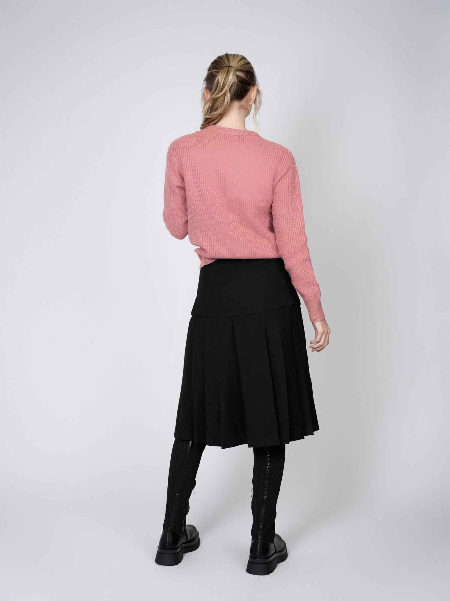 SOLID WAFFLE KNIT TOP-SALMON