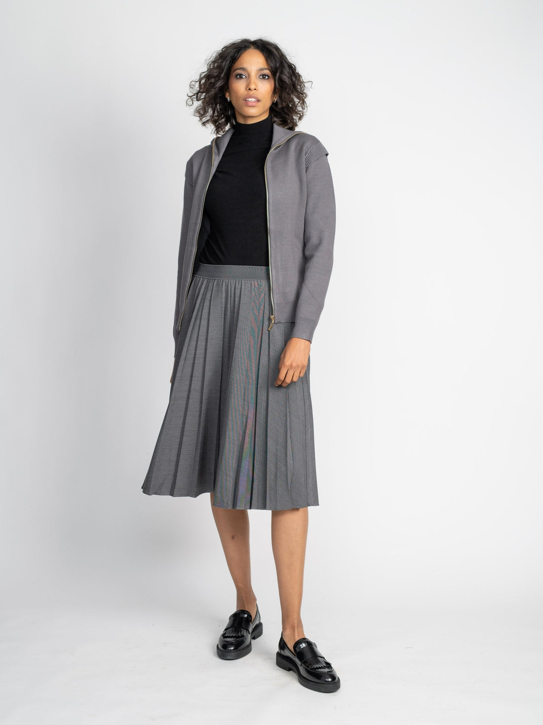 PLEATED SKIRT 27&quot;-GREY