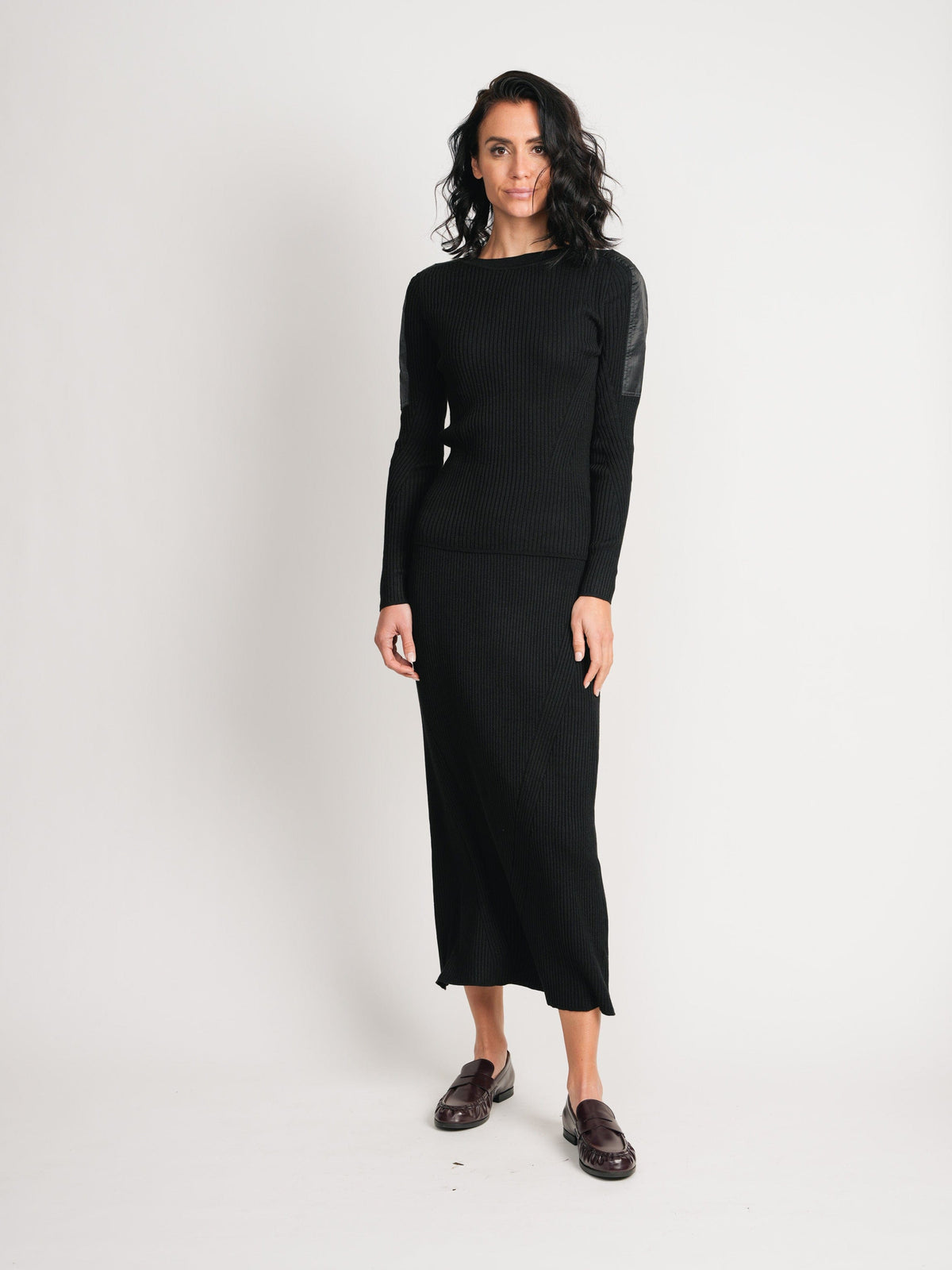 ALINE KNIT SKIRT (SET)-BLACK