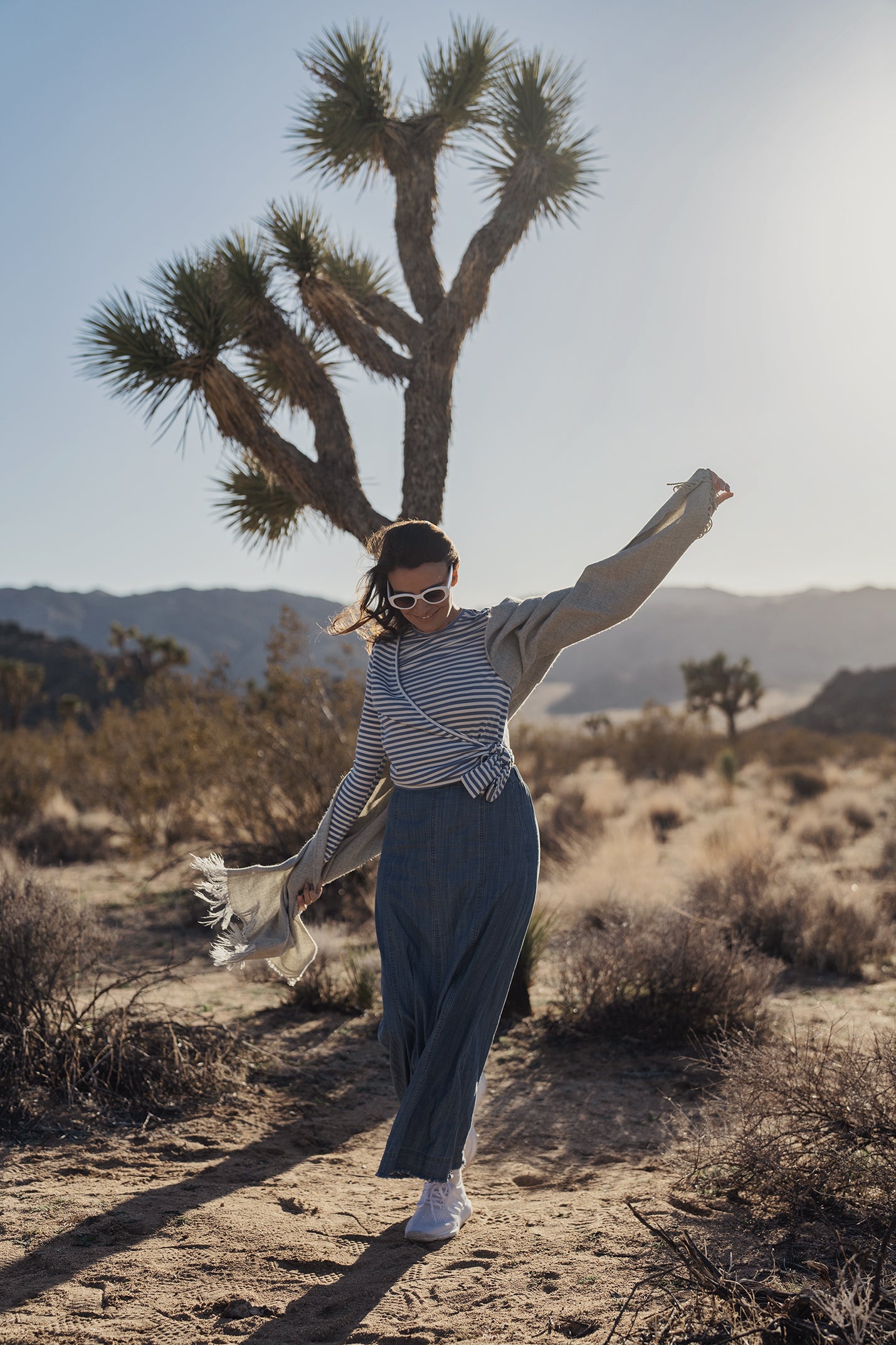 DENIM TRUMPET SKIRT-LIGHT BLUE