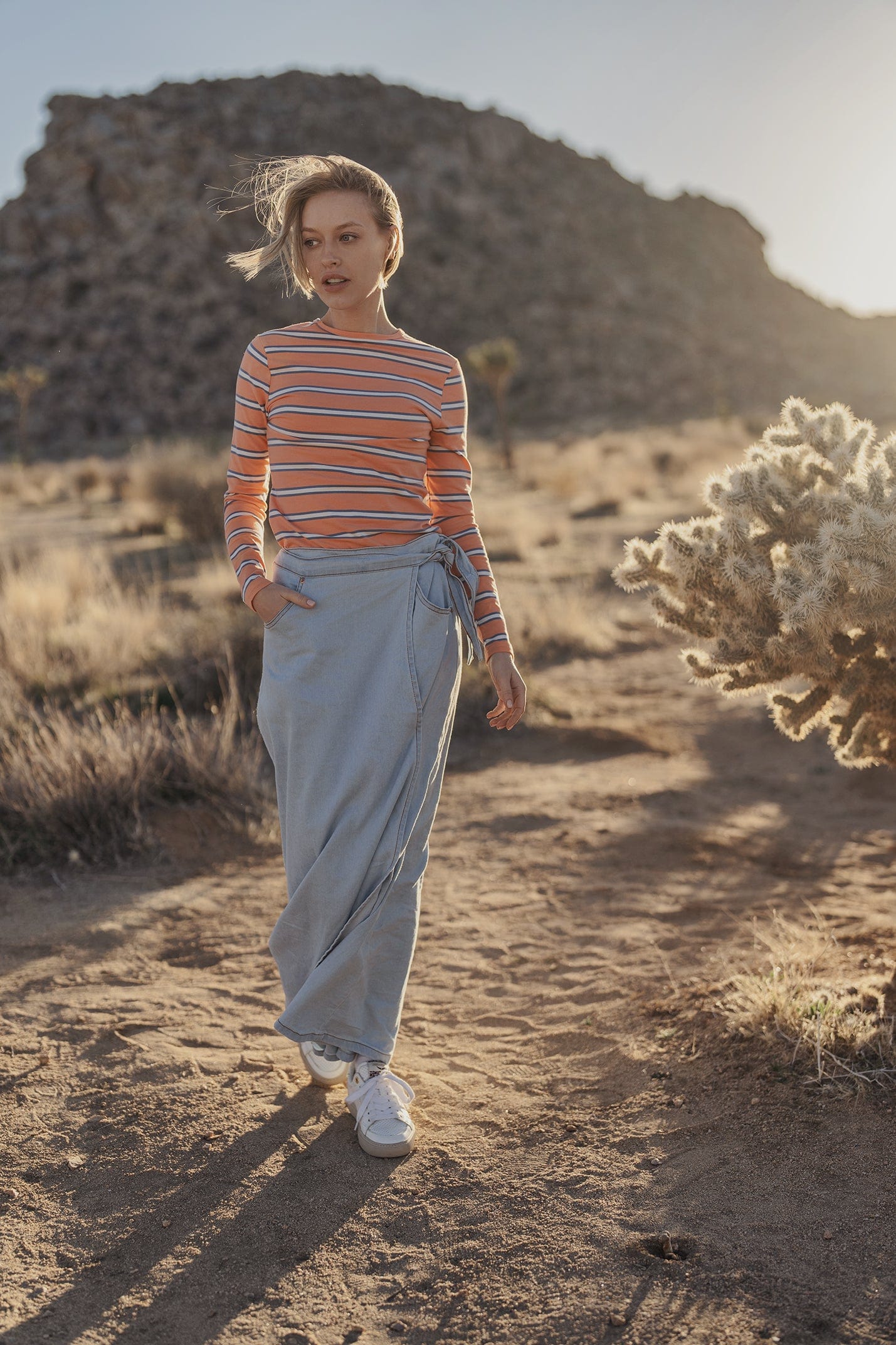 STRIPED BASIC CREW-ORANGE/BLUE