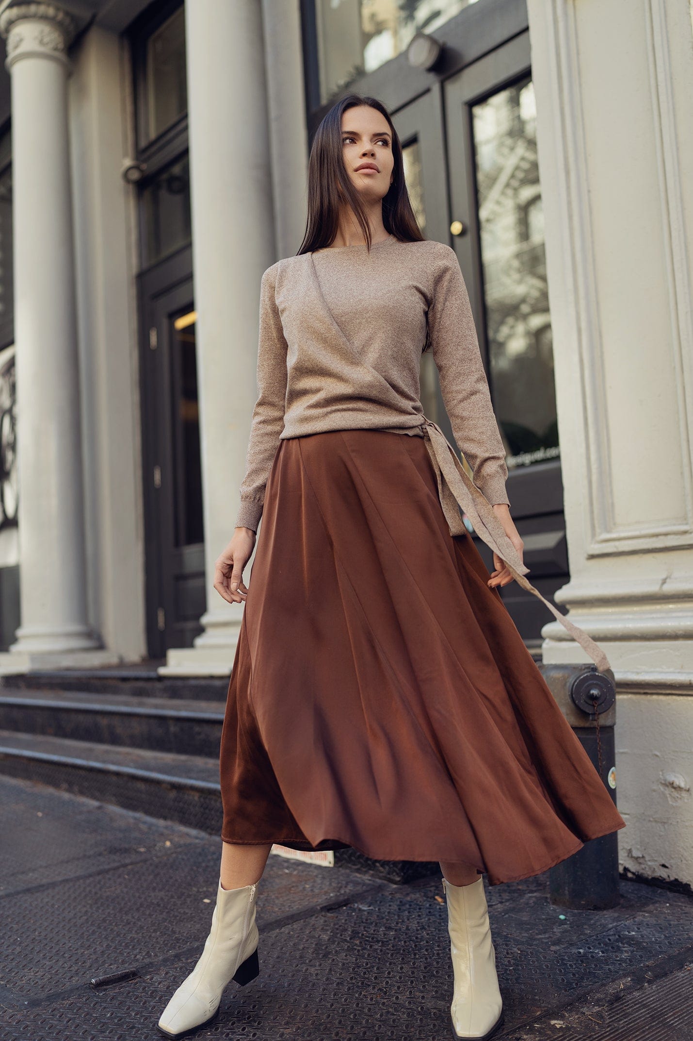 brown skirt style