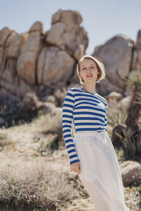 THICK STRIPED HIGH V-COBALT BLUE/WHITE