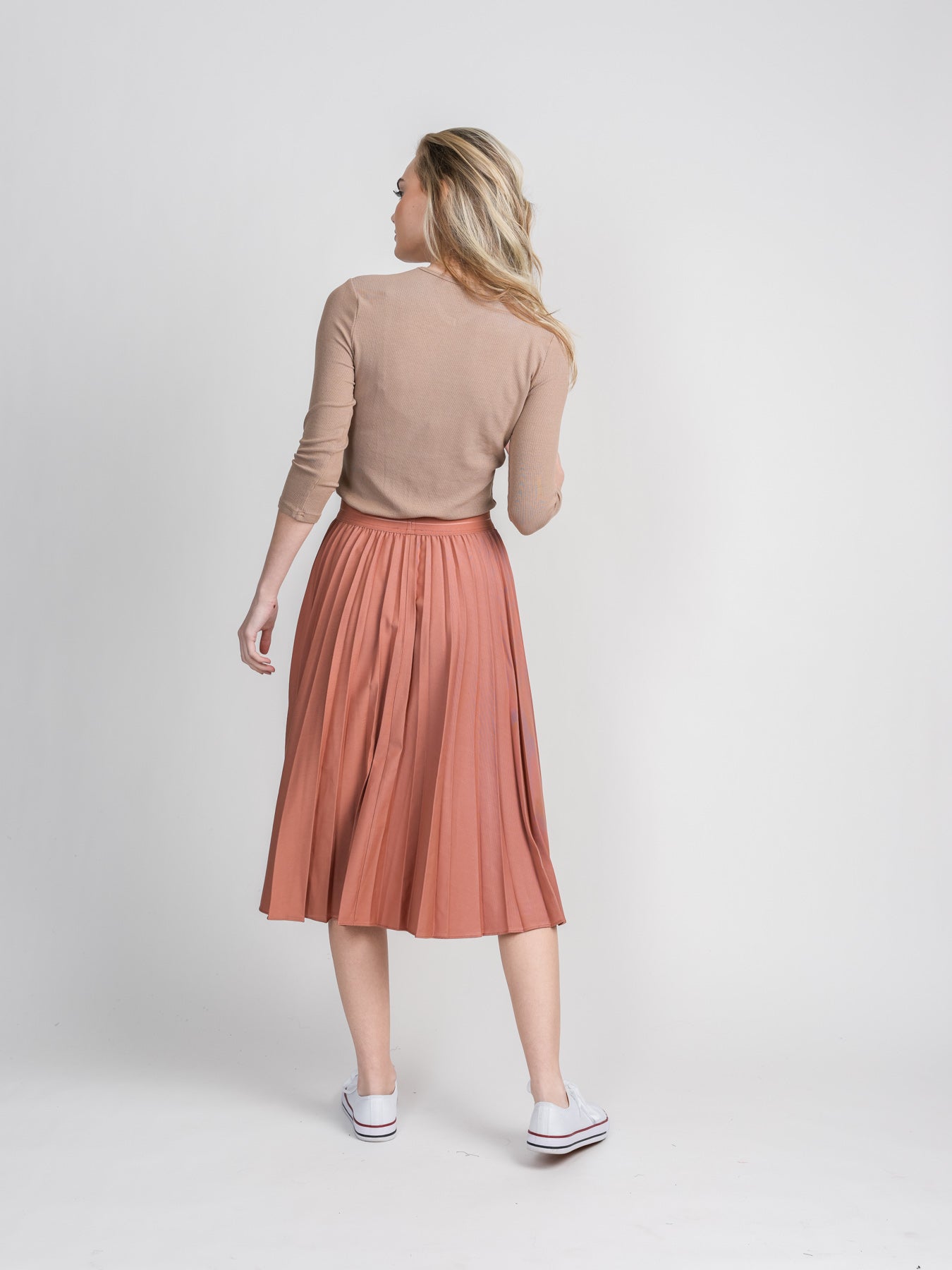 PLEATED SKIRT 27&quot;- SALMON