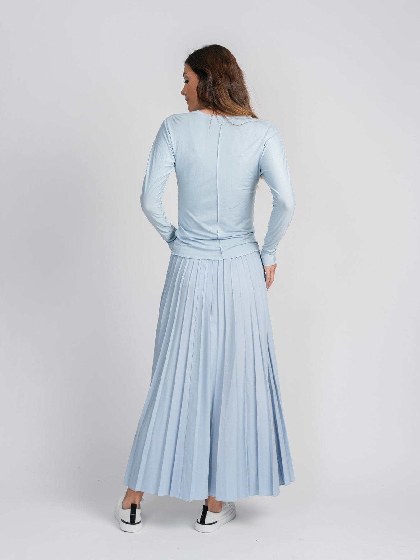 PLEATED SKIRT 37&quot;-LIGHT BLUE