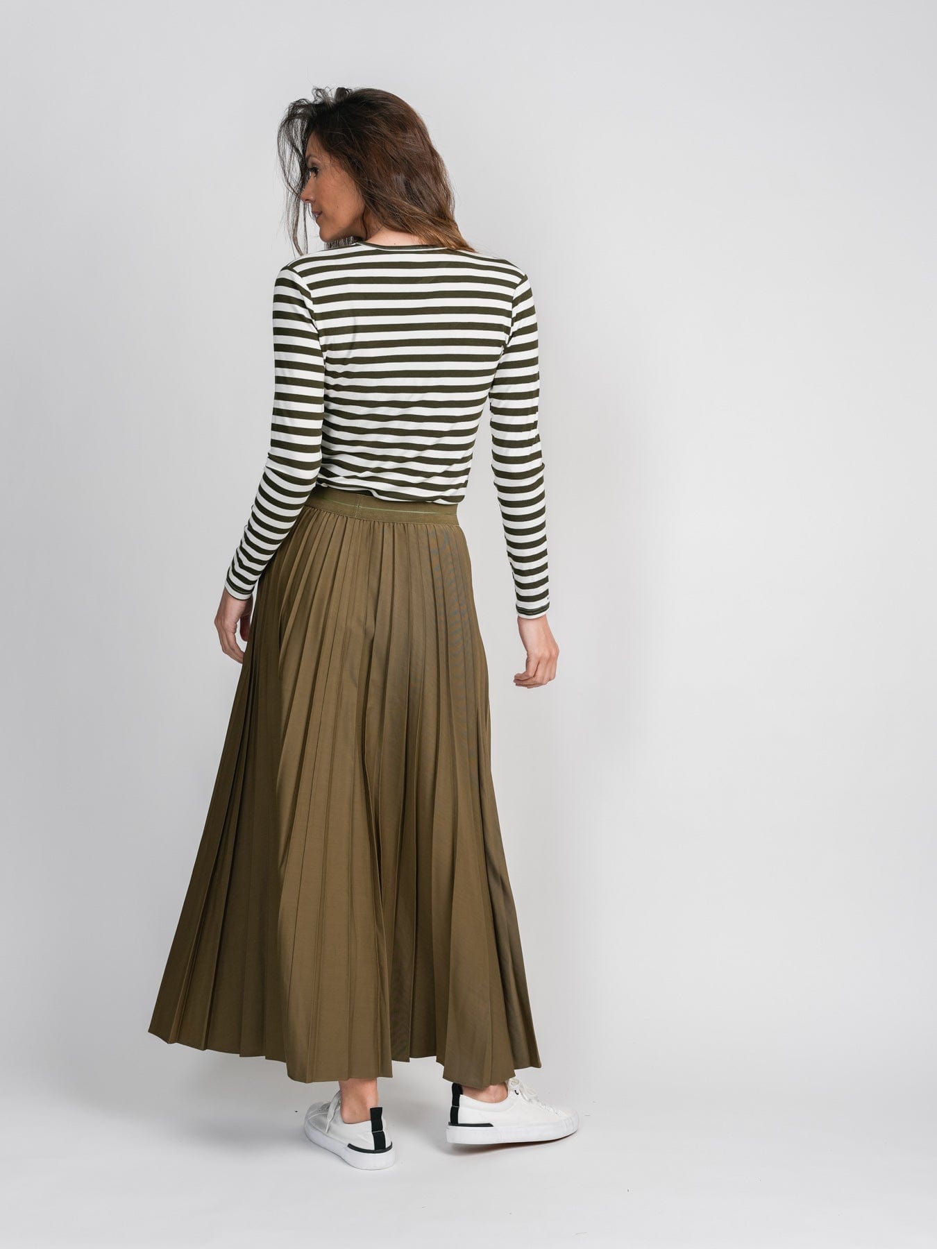 PLEATED SKIRT 37&quot;-OLIVE