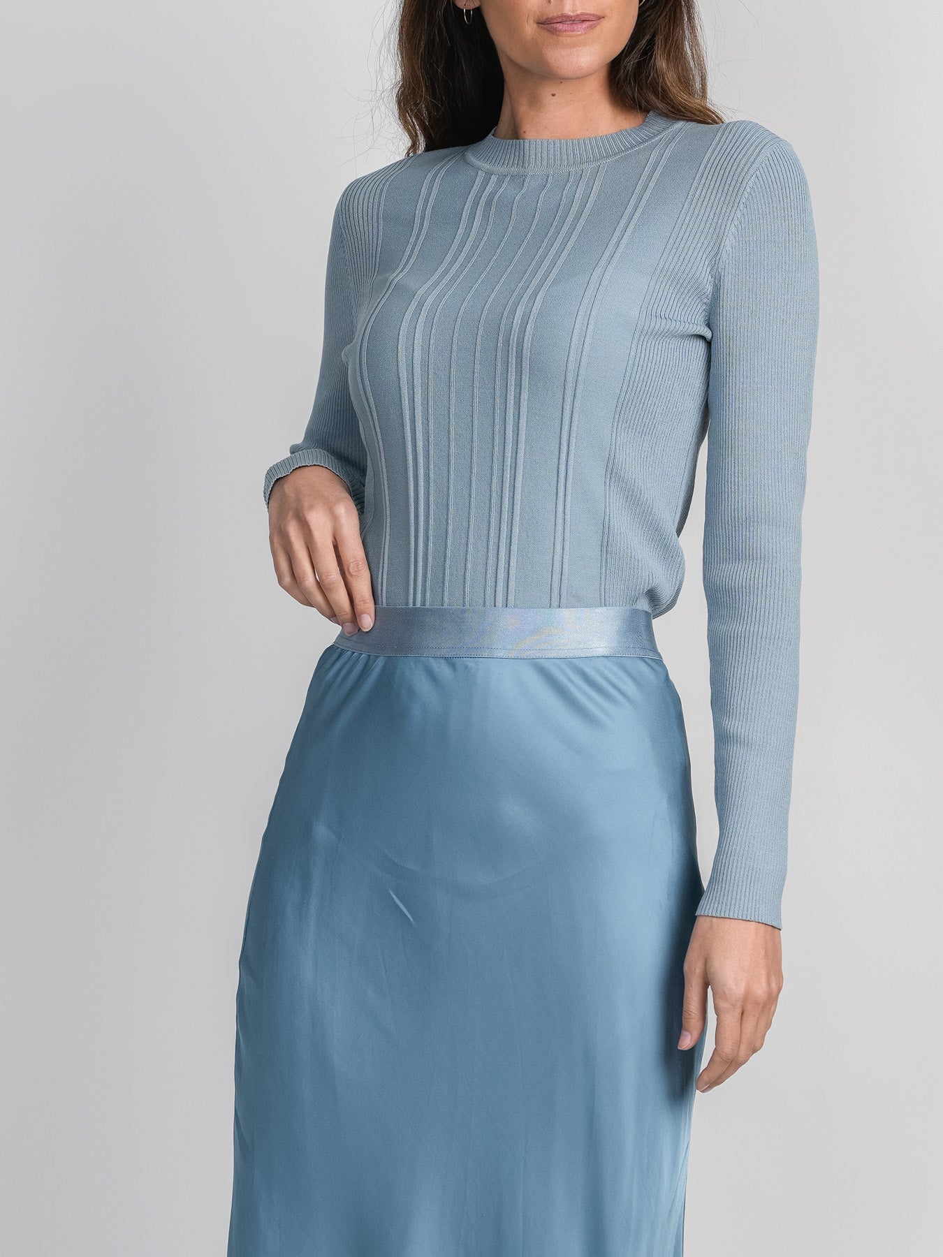 RIBBED SWEATER-BLUE