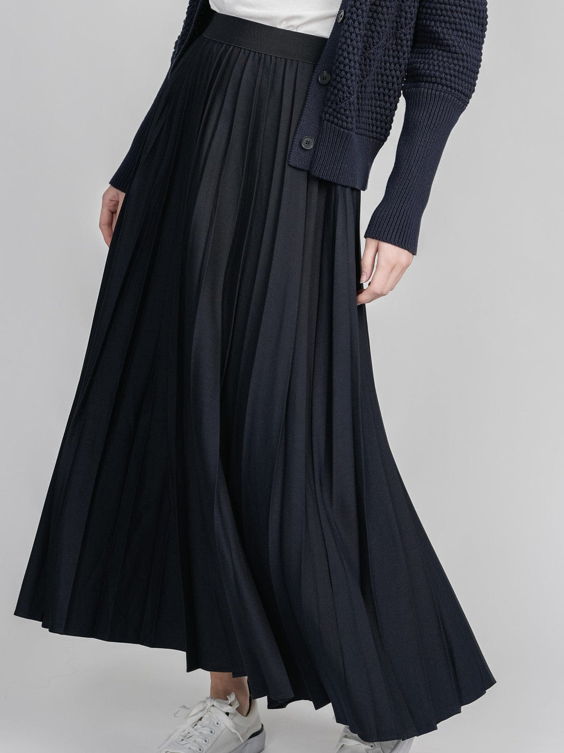 PLEATED SKIRT 37&quot;-NAVY