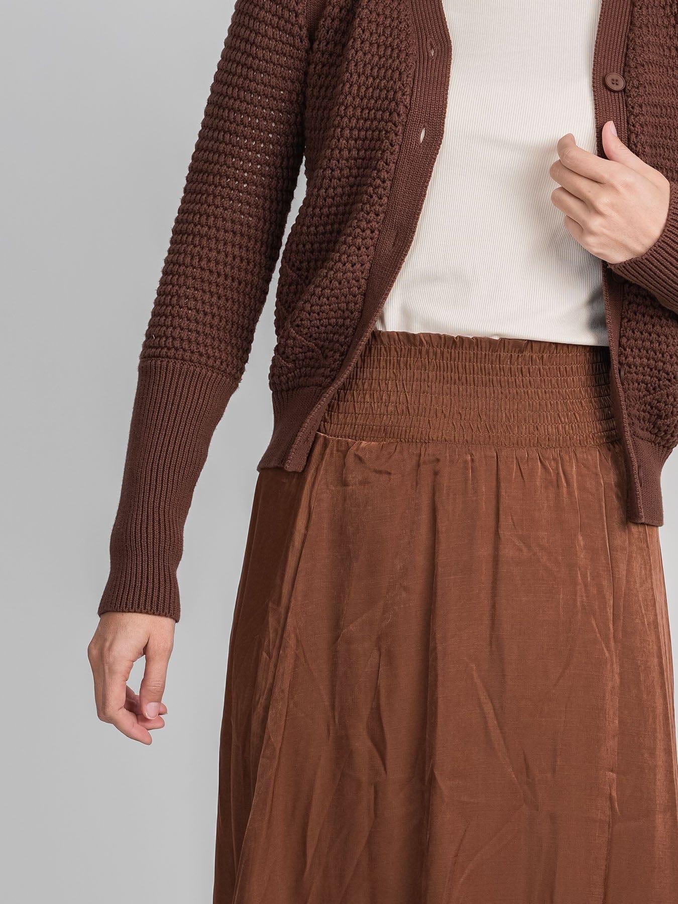 CROCHET CARDIGAN-BROWN