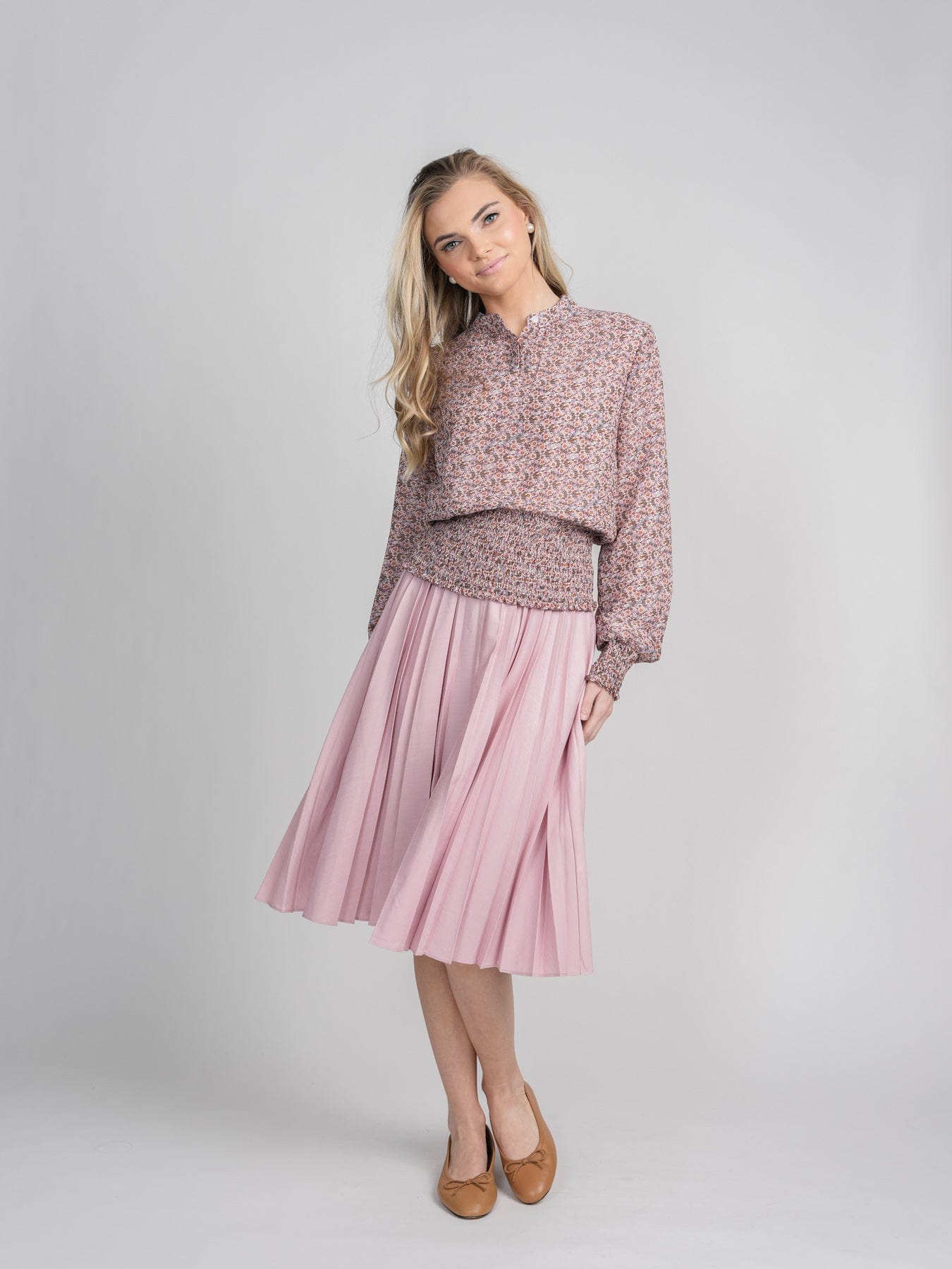 PLEATED SKIRT 27&quot;- PINK